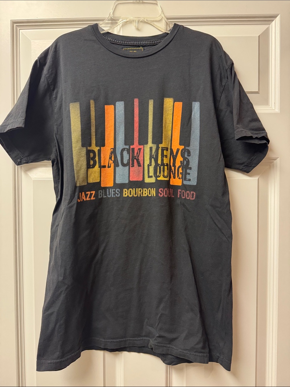 Retrobrand Black Keys Lounge T Shirt- Multicolor Piano Keys - Men’s Size M